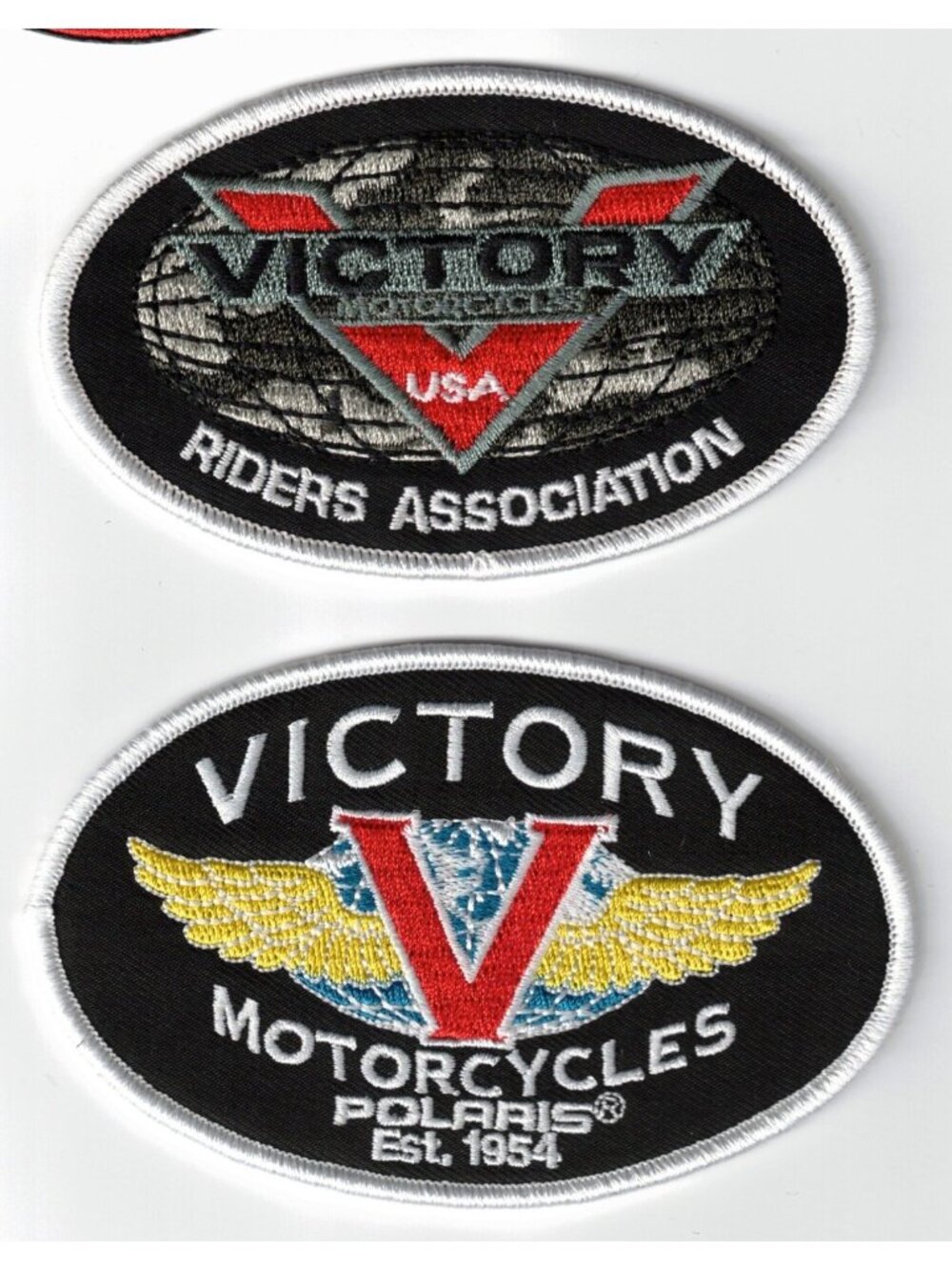 (2) Victory Motorcycles Automotive Premium Circle 4in Embroidered Iron-on Patch